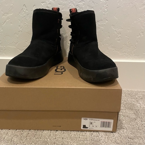 UGG Women’s Classic Boom Ankle Boot In Black - Picture 2 of 5